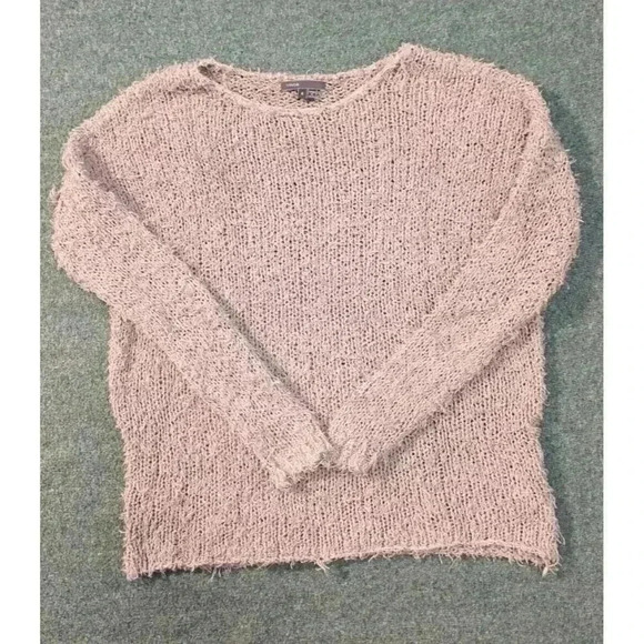 Vince Womens Chunky Knit Long Sleeve Sweater Gray Cotton Small Round Neck - Picture 1 of 4